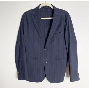 Bonobos Navy Blue Striped  Slim Fit Cotton Blazer Jacket Profile Italy Size 38S